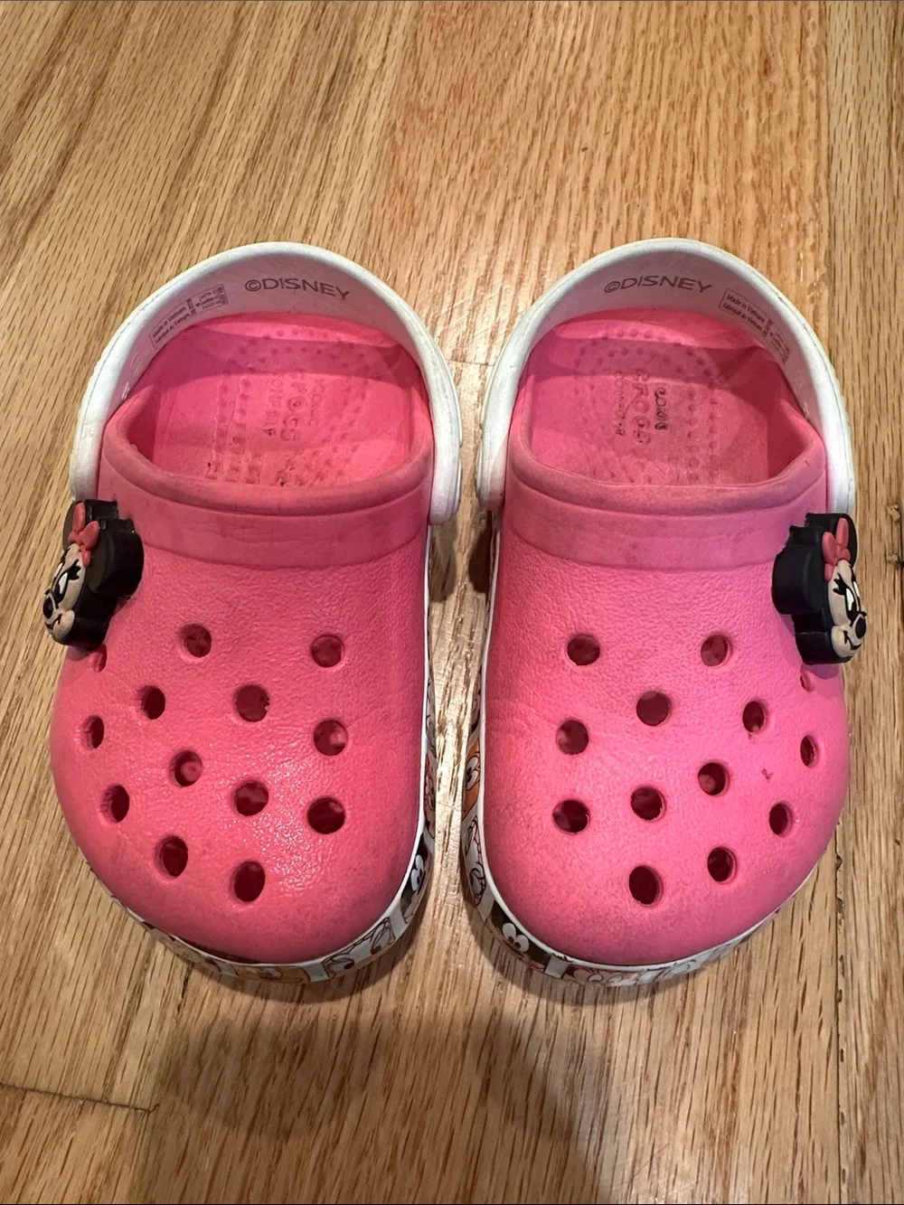 Disney Pink Minnie Mouse Kids Clog Sandals with White Strap